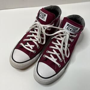 Converse All Star Mid Top Burgundy Cushion Tongue, Bows On Back Womens Size 9